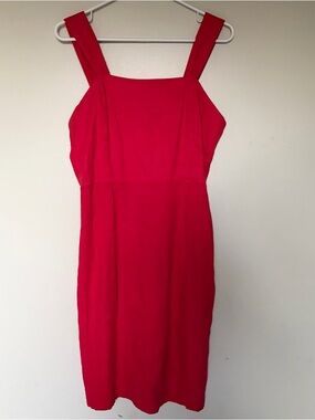 Halston Heritage Crimson Square-Neck Midi Summer Dress